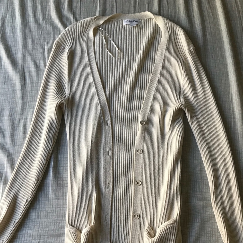 White Calvin Klein cardigan